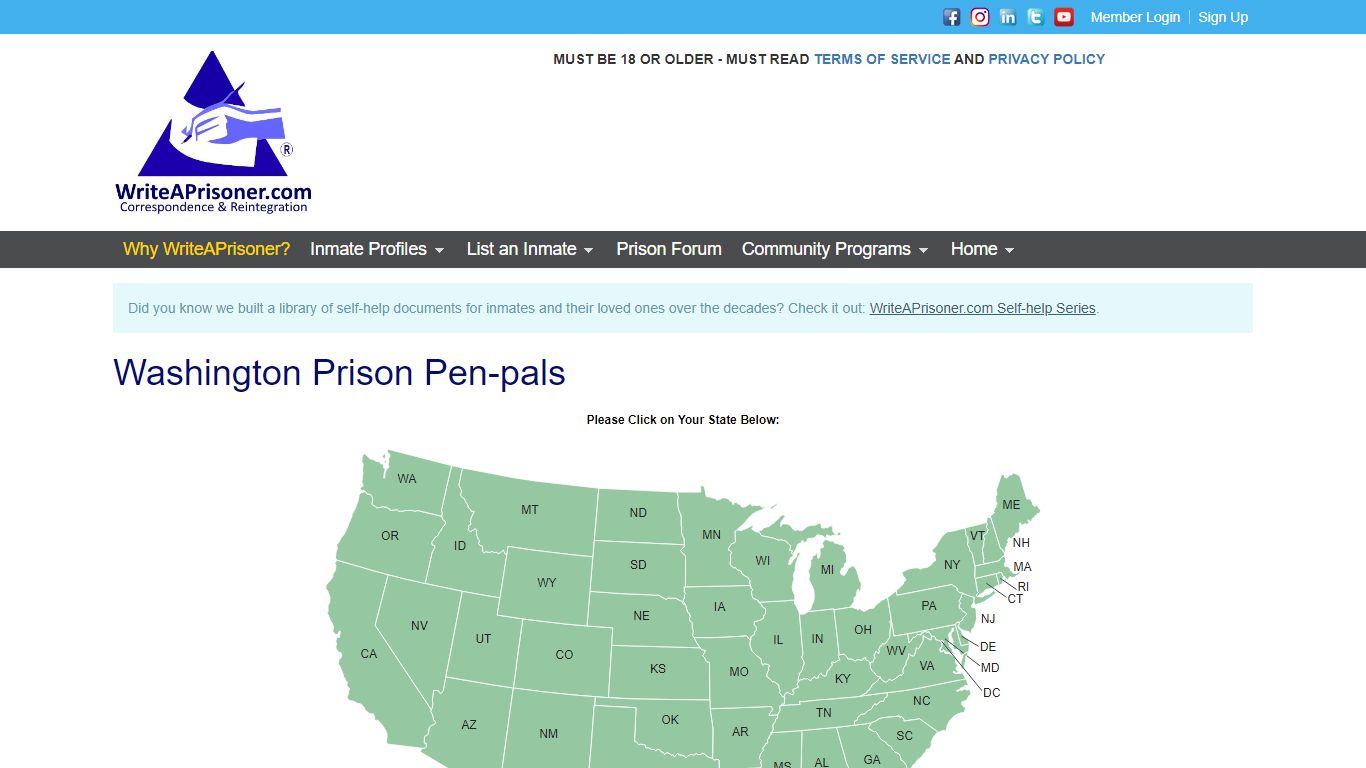 Washington Prison Pen-pals | WriteAPrisoner.com